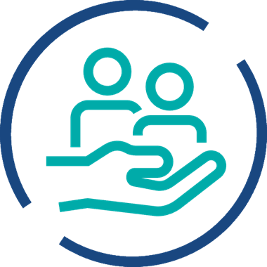 Hand with people icon