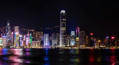 modern city skyline by night