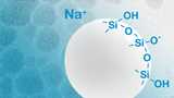 illustration of colloidal sillica particle with anionic surface chemistry