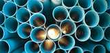 See-through of blue PVC pipes