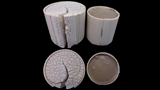 image showing dramatic improvement of form stability in refractory material containing colloidal silica binder in the mixture compared to without.