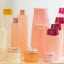 Bath and shower product bottles.