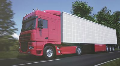 Truck driving on road