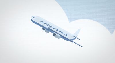 Vector image of an airplane in flight, illustrating the use of precision metal casting in aerospace components.